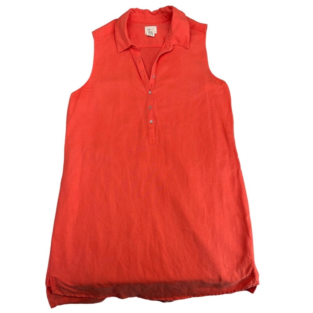 Andrea Jovine Sleeveless Linen Tencel Shift Dress Women 14‎ Orange lightweight